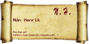 Nán Henrik névjegykártya